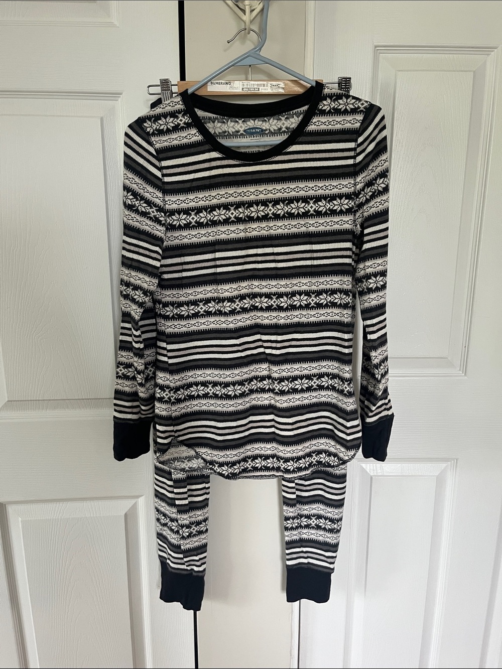 Old Navy Black and White Fair Isle Knit Pajama Set
